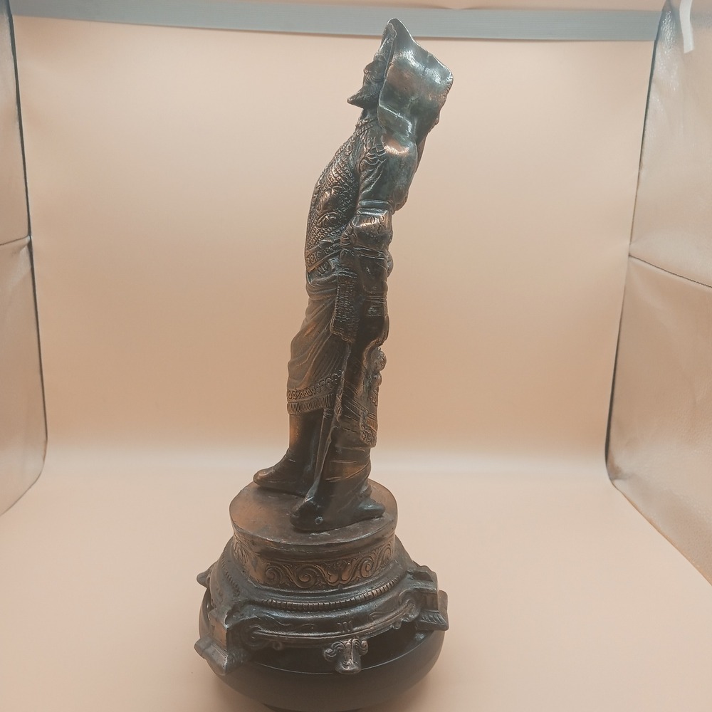 Double Sided Cast Metal Statue Mephistopheles Style Gothic Sculpture *patina - Picture 7 of 14